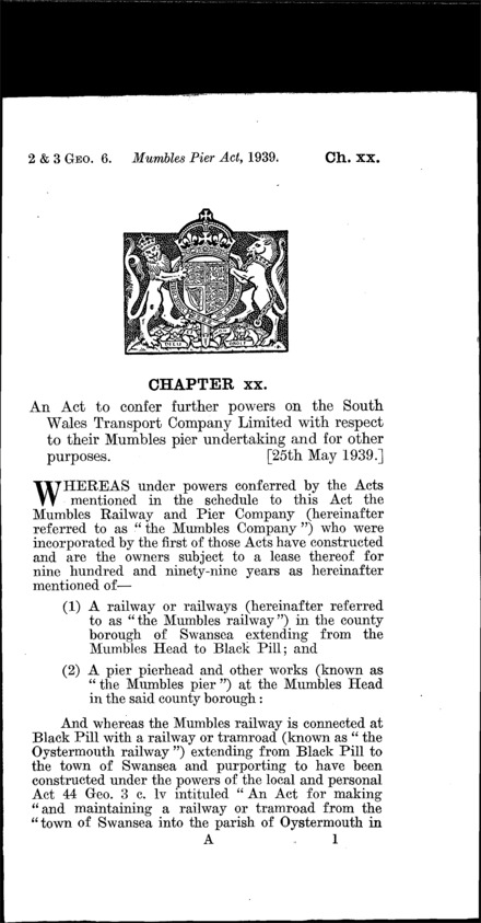 Mumbles Pier Act 1939