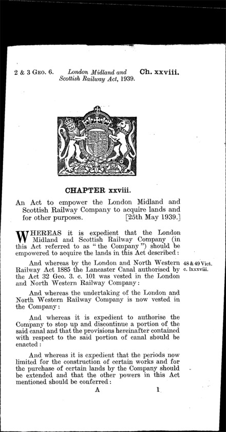 London, Midland and Scottish Railway Act 1939