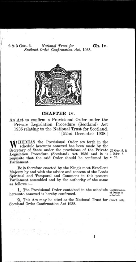 National Trust for Scotland Order Confirmation Act 1938
