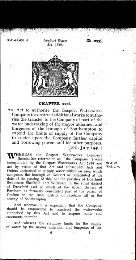 Gosport Water Act 1940