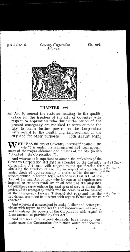 Coventry Corporation Act 1942