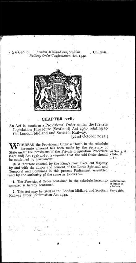 London, Midland and Scottish Railway Order Confirmation Act 1942