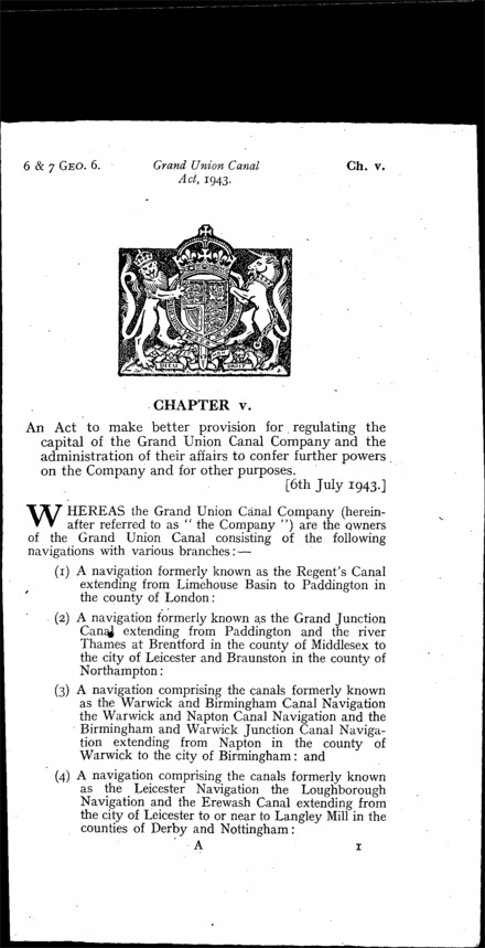Grand Union Canal Act 1943