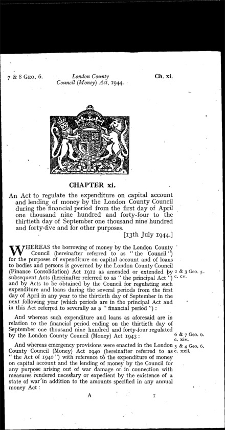 London County Council (Money) Act 1944