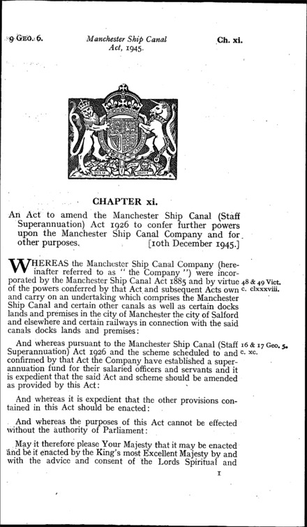 Manchester Ship Canal Act 1945
