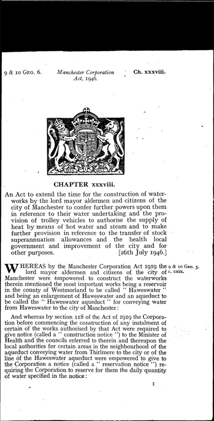 Manchester Corporation Act 1946
