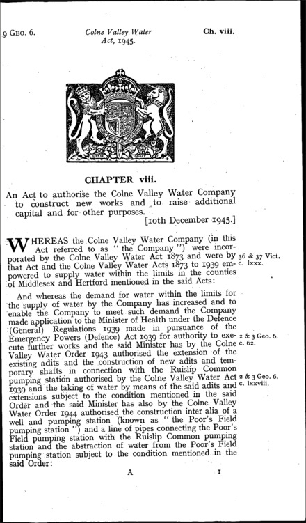 Colne Valley Water Act 1945