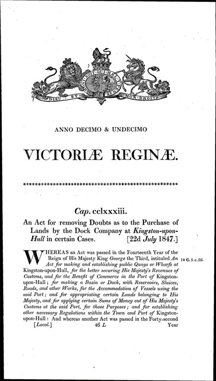 Kingston-upon-Hull Dock Act 1847