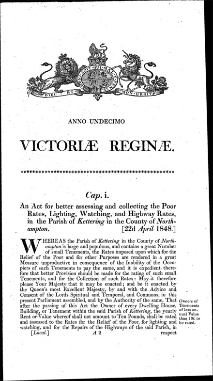 Kettering Rates Act 1848