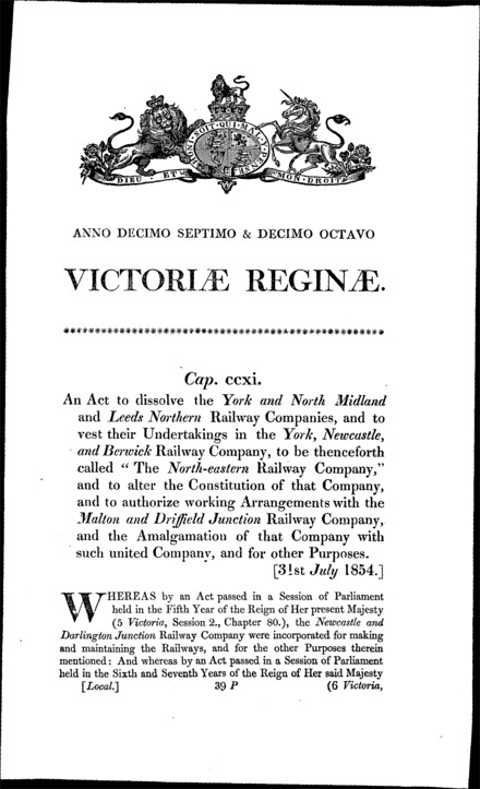North Eastern Railway Act 1854