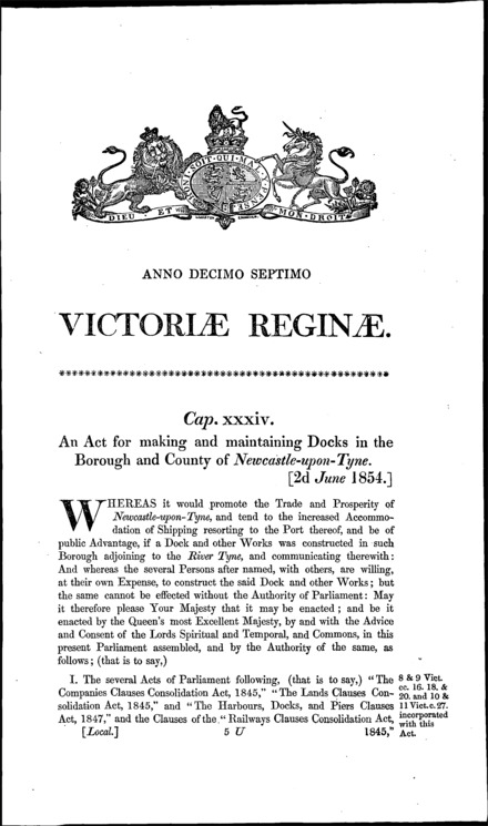 Newcastle-upon-Tyne Dock Act 1854