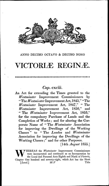 Westminster Improvement Act 1855