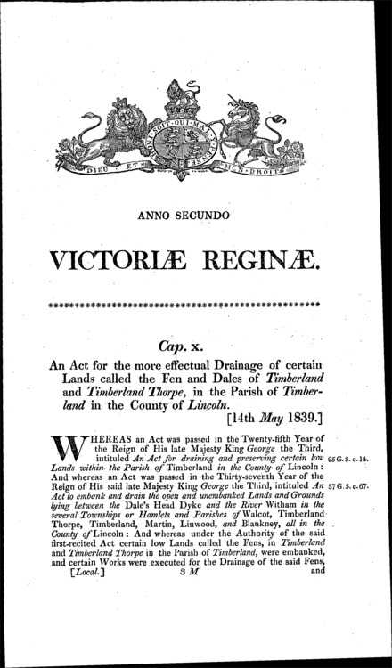 Timberland and Timberland Thorpe (Lincolnshire) Drainage Act 1839