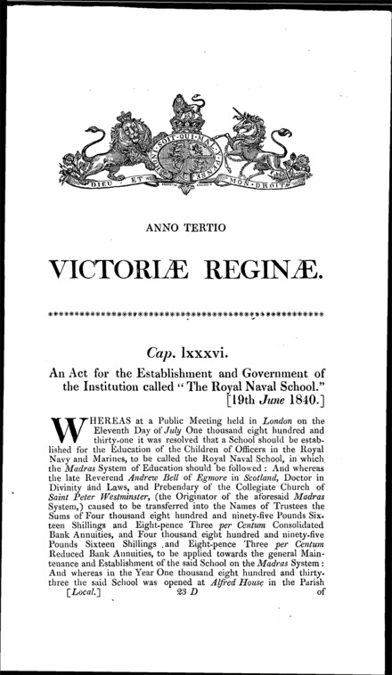Royal Naval School Act 1840