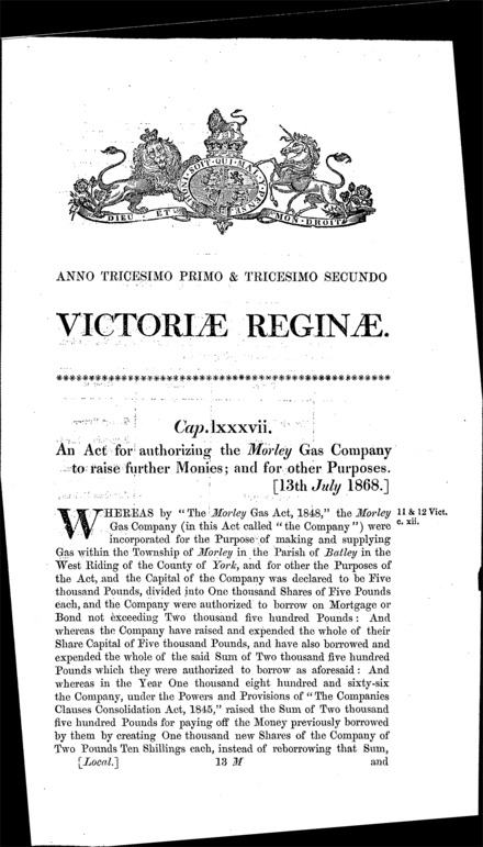 Morley Gas Act 1868
