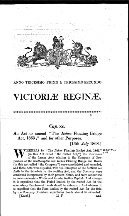 Itchen Floating Bridge Act 1868