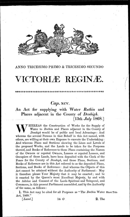 Ruthin Water Act 1868