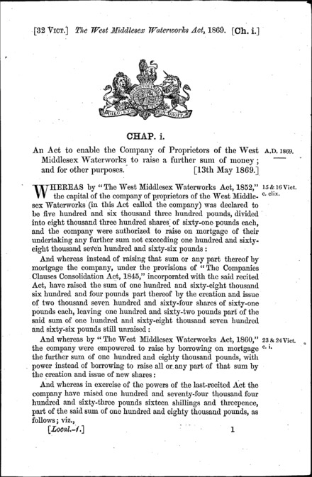 West Middlesex Waterworks Act 1869