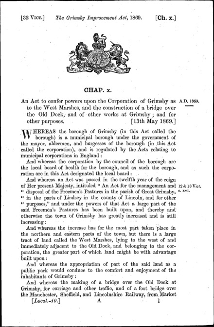 Grimsby Improvement Act 1869