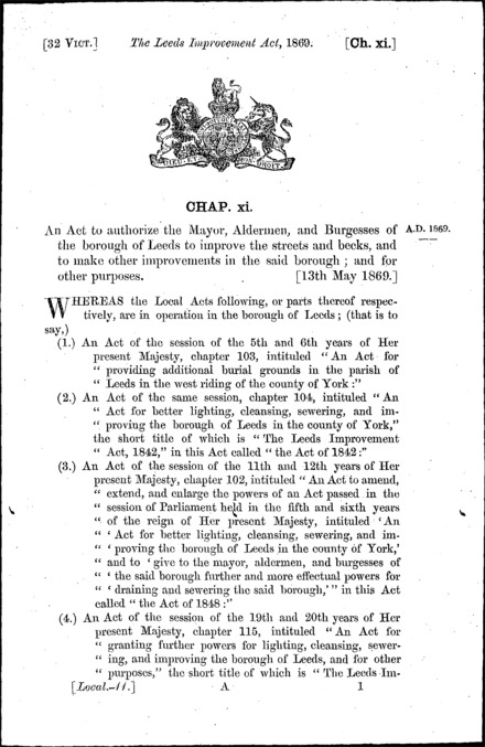 Leeds Improvement Act 1869
