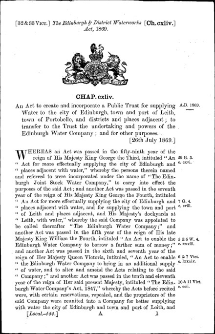 Edinburgh and District Waterworks Act 1869