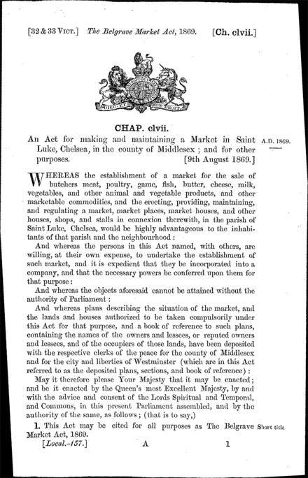 Belgrave Market Act 1869