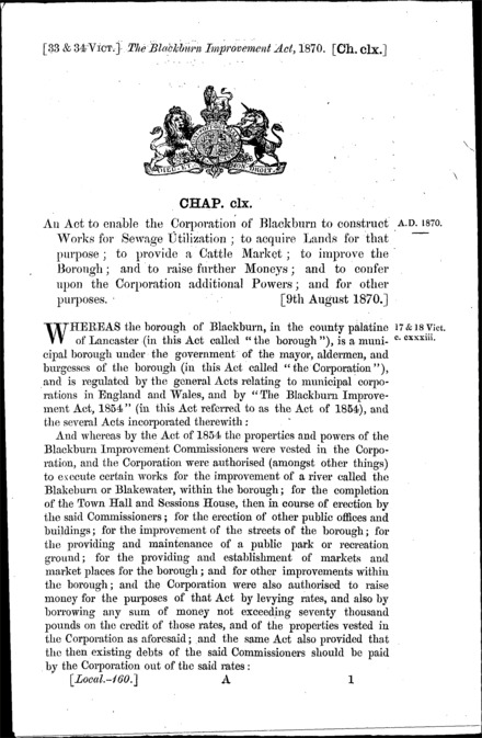 Blackburn Improvement Act 1870