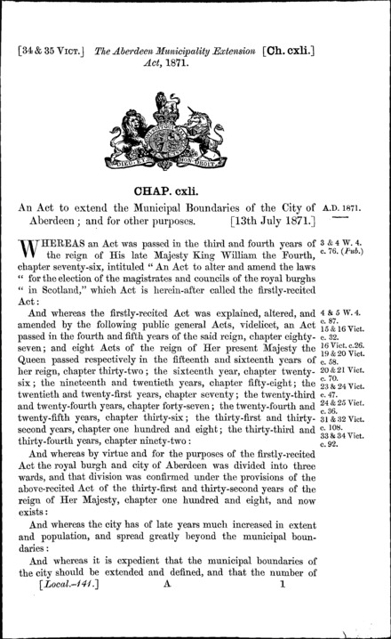 Aberdeen Municipality Extension Act 1871
