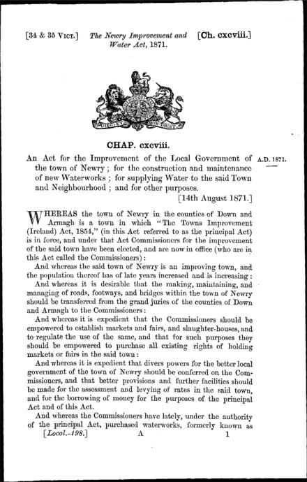 Newry Improvement and Water Act 1871