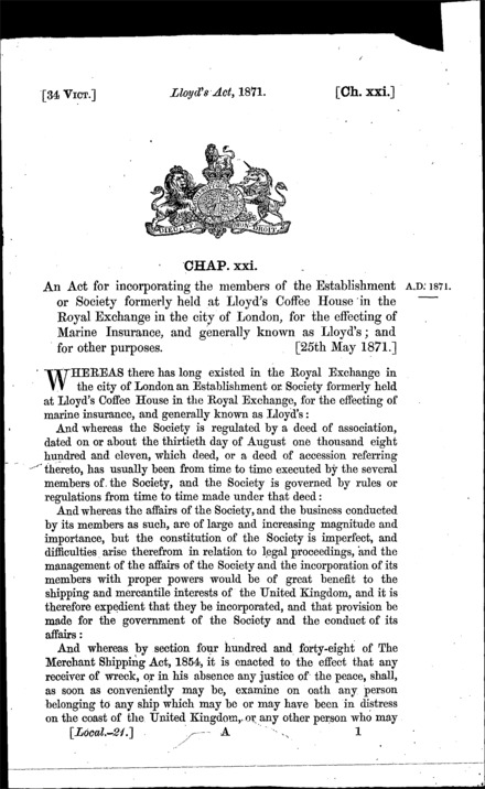 Lloyd's Act 1871