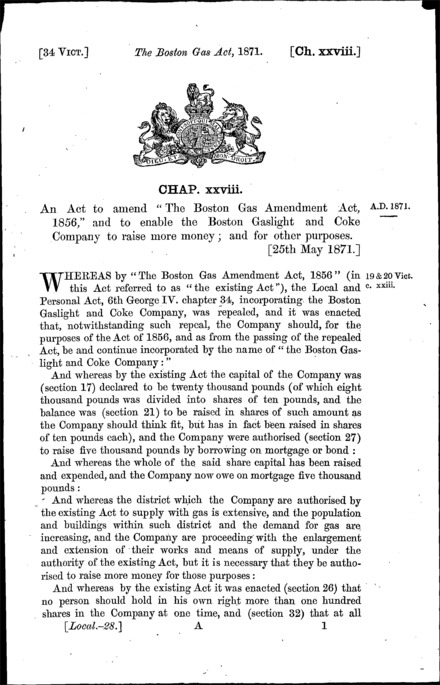 Boston Gas Act 1871