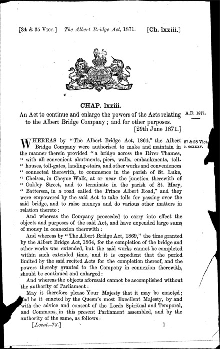 Albert Bridge Act 1871