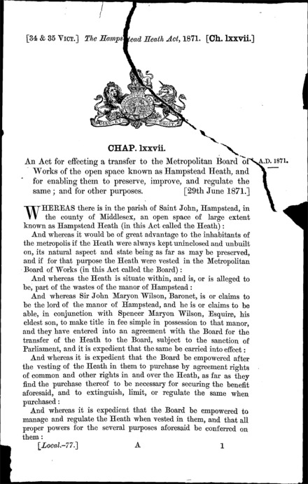 Hampstead Heath Act 1871