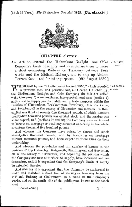 Cheltenham Gas Act 1872