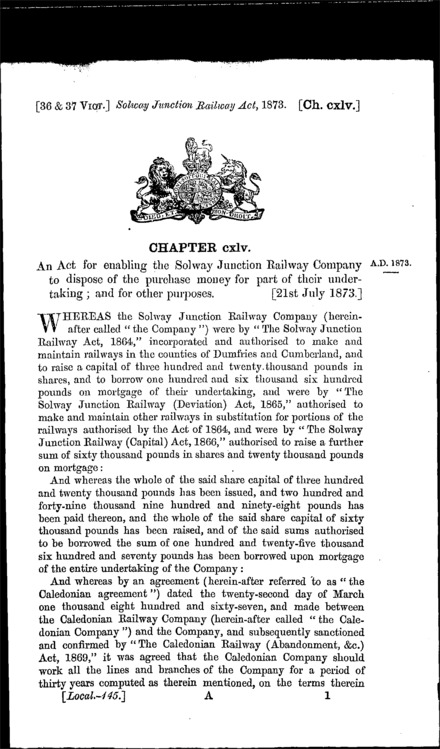 Solway Junction Railway Act 1873