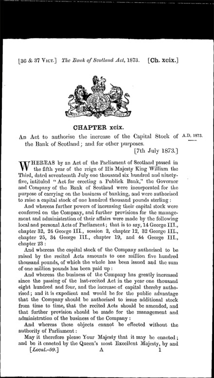 Bank of Scotland Act 1873