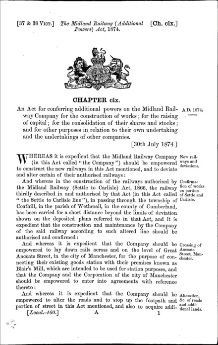 Midland Railway (Additional Powers) Act 1874