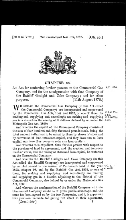 Commercial Gas Act 1875