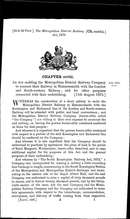 Metropolitan District Railway Act 1875