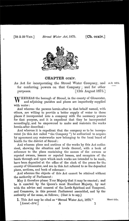 Stroud Water Act 1875