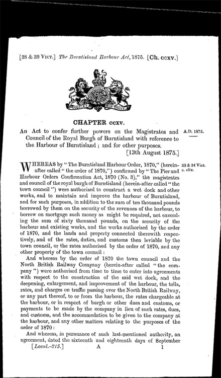Burntisland Harbour Act 1875