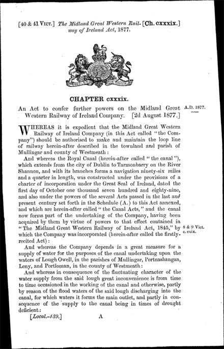 Midland Great Western Railway of Ireland Act 1877