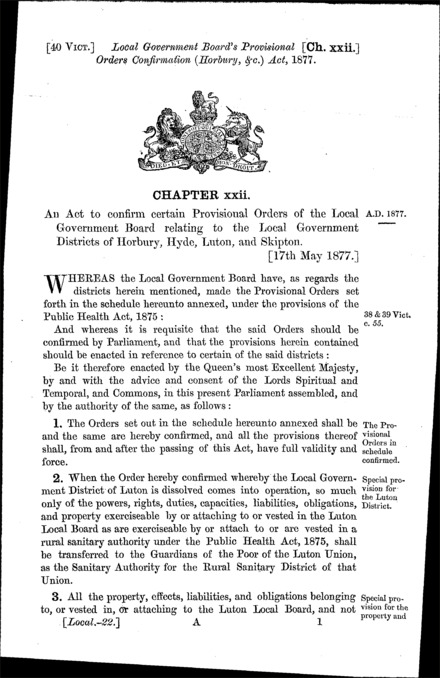 Local Government Boards Provisional Orders Confirmation (Horbury, &c.) Act 1877