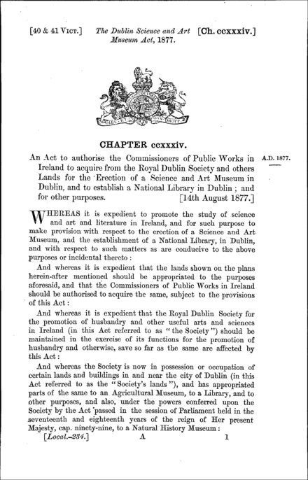 Dublin Science and Art Museum Act 1877