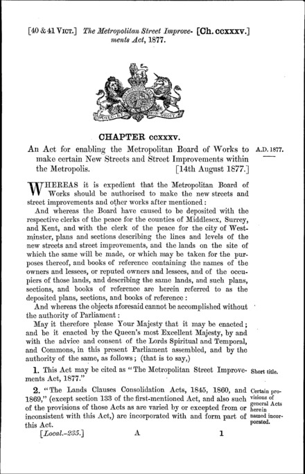 Metropolitan Street Improvement Act 1877