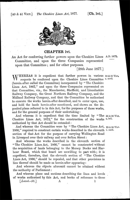 Cheshire Lines Act 1877