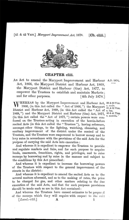 Maryport Improvement Act 1878