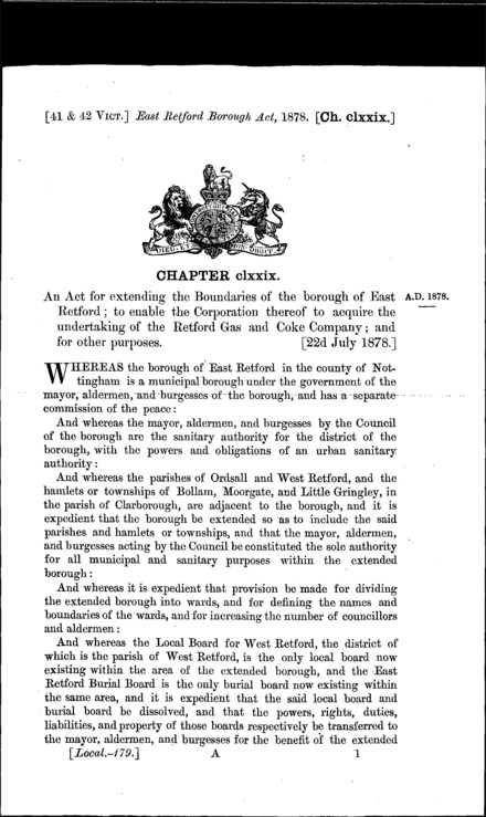 East Retford Borough Act 1878