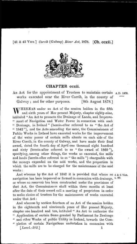 Corrib (Galway) River Act 1878
