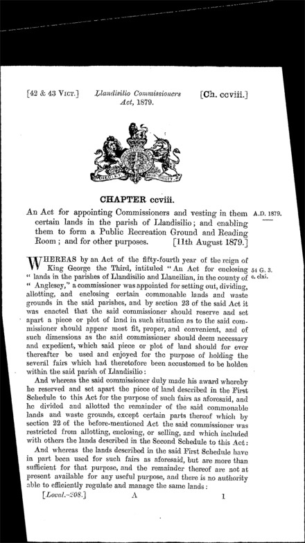 Llandisilio Commissioners Act 1879